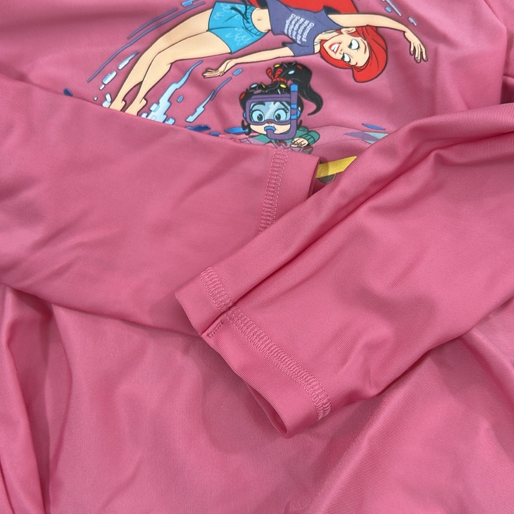 0441 NWT Disney Little Mermaid adidas Kids Pink Swim Rashguard - Picture 4 of 8